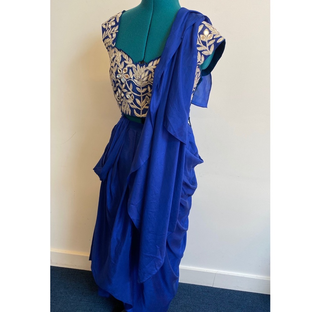 Draped pre-pleated Sari